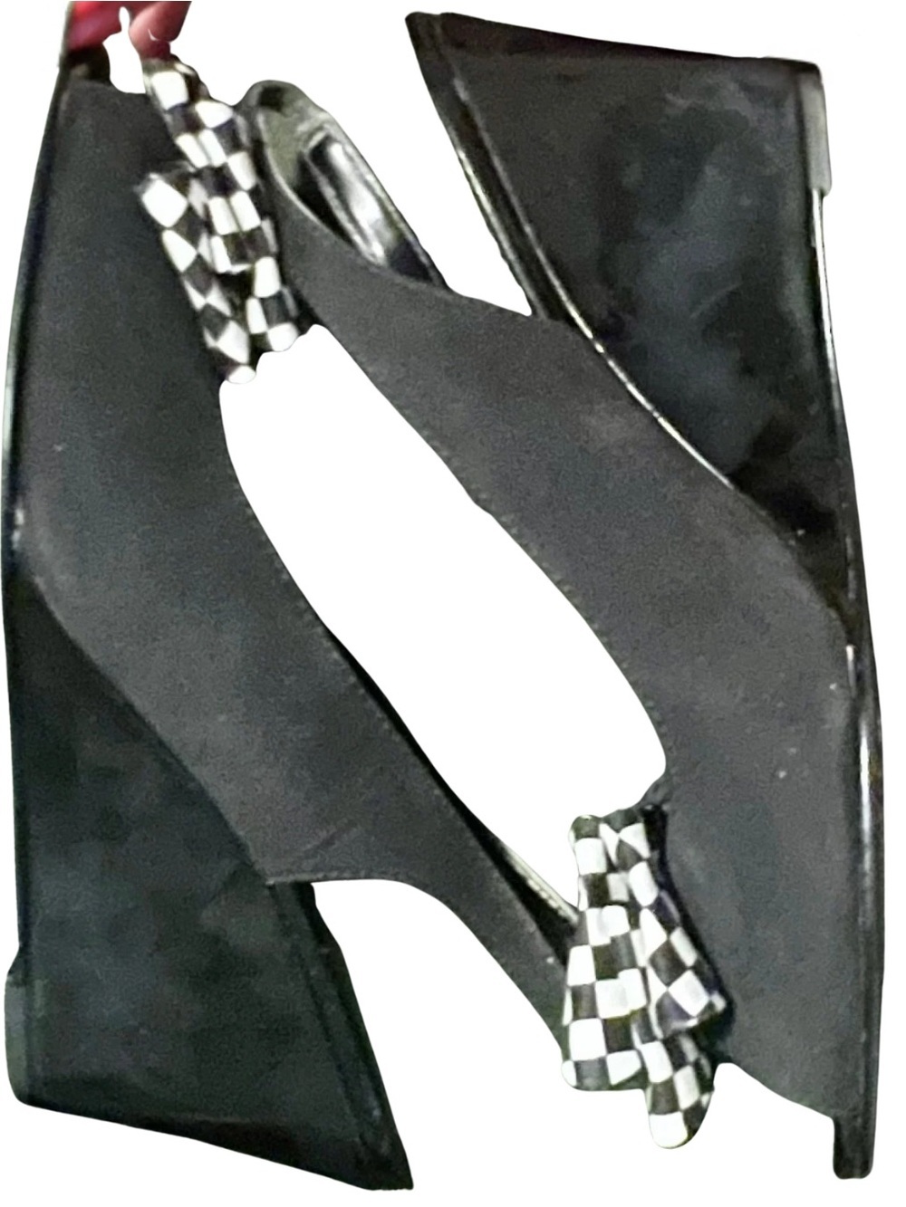 Impo Viola II Black Wedge Slingback Sandals w/ Checker Bow Size 9 - Picture 5 of 8